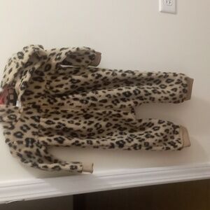 Carters leopard sherpa zip up onsie